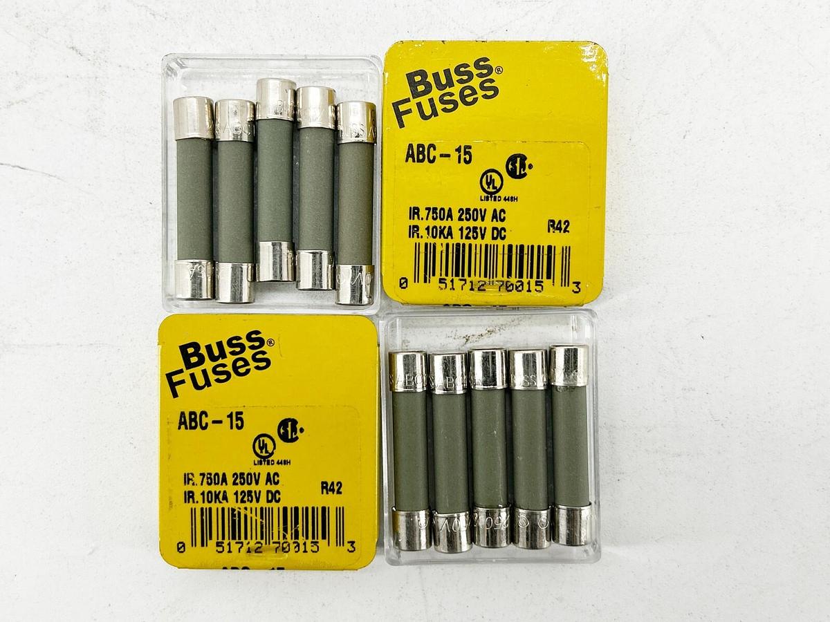 New Lot of 10 Bussmann ABC-15 Fuse 15A