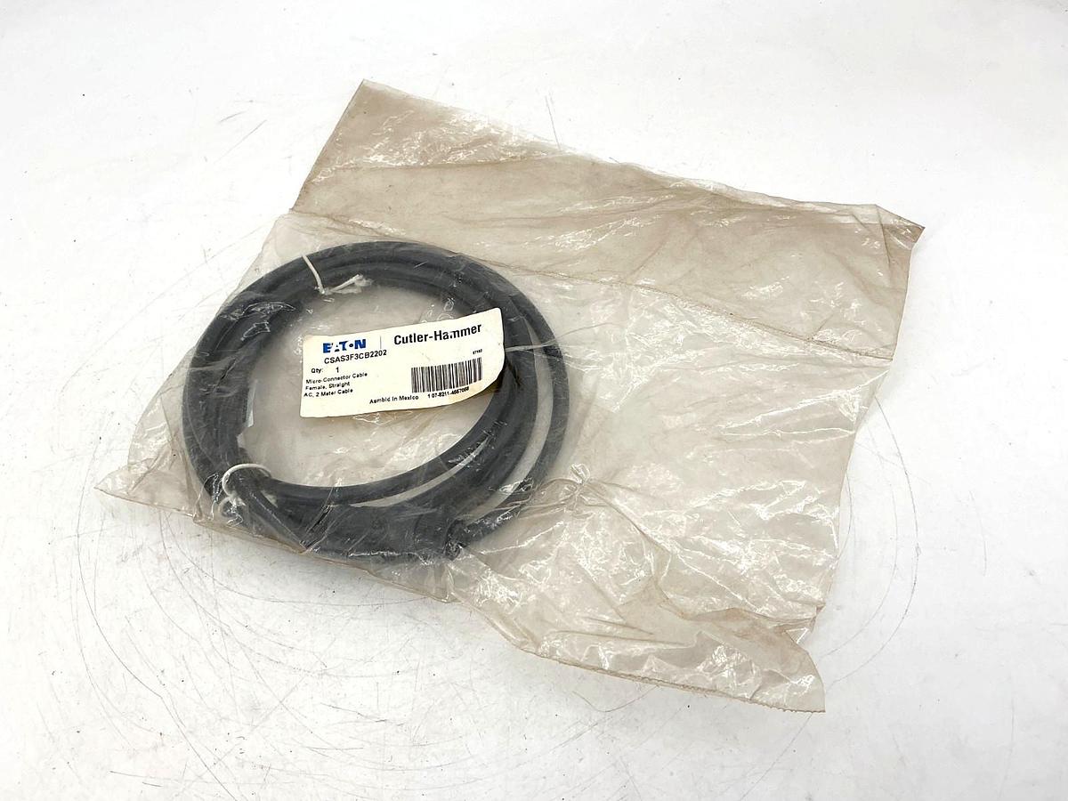 New Eaton Cutler-Hammer CSAS3F3CB2202 Micro-Connector Cable Female 3-Pin 2 Meter
