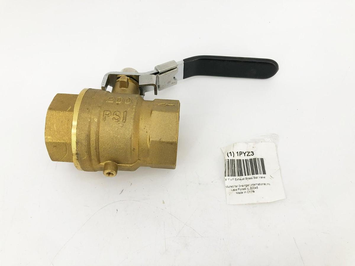 New Grainger 1PYZ3 Brass Ball Valve 1-1/4" F x F 200PSI