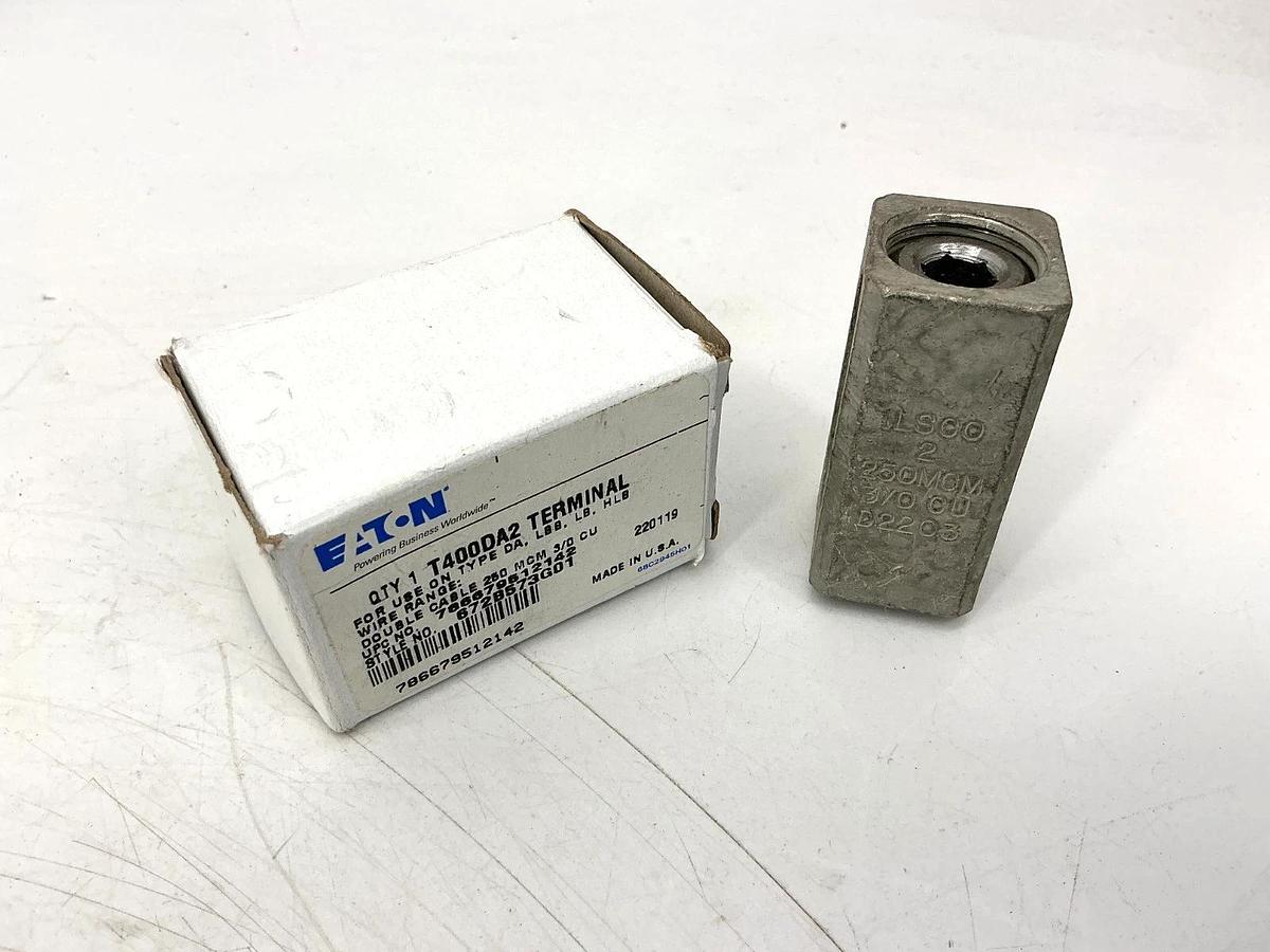 New Eaton T400DA2 Terminal Lug Wire Range: Double Cable 250MCM 3/0 CU 400A