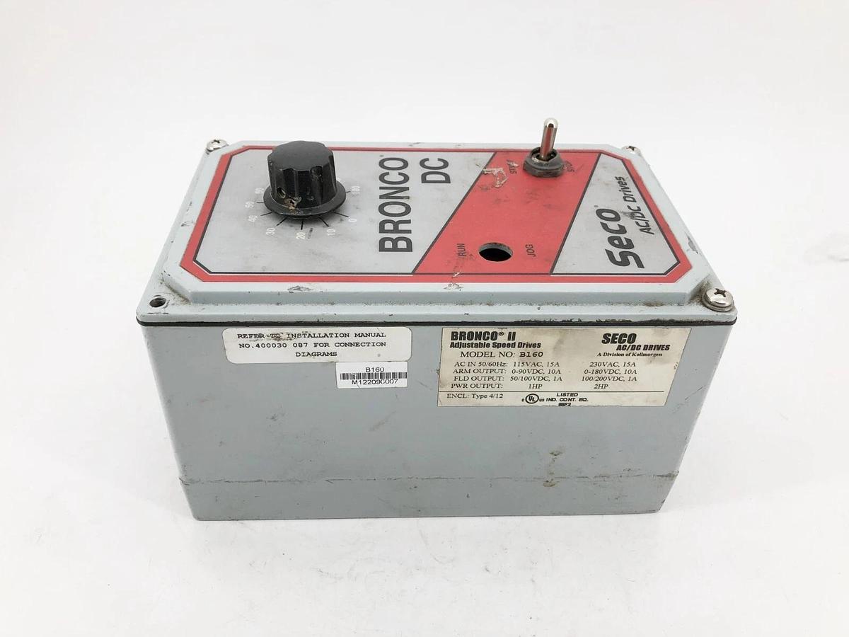 Used Seco Bronco B160 Adjustable Speed AC/DC Drive AC In: 115V 15A (For Parts Only)