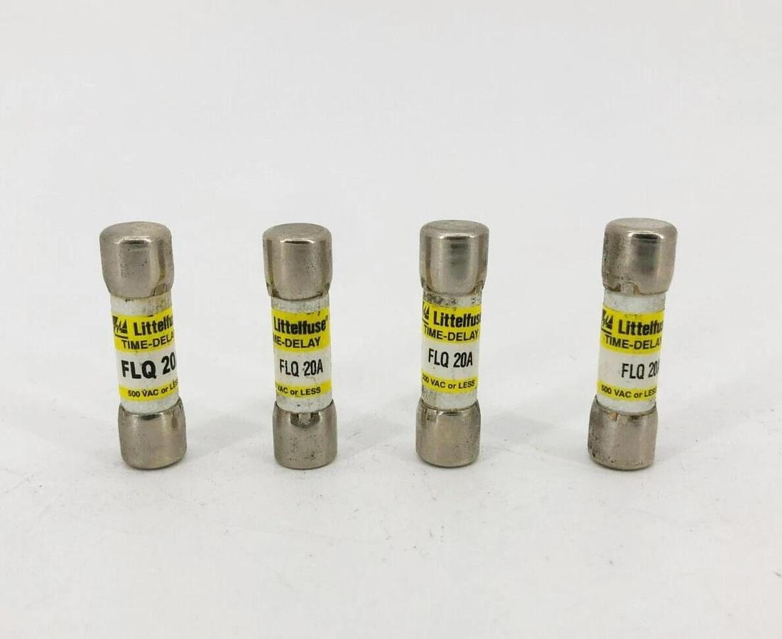 Lot of 4 New Littelfuse FLQ 20A Time Delay Fuses 20A 500VAC