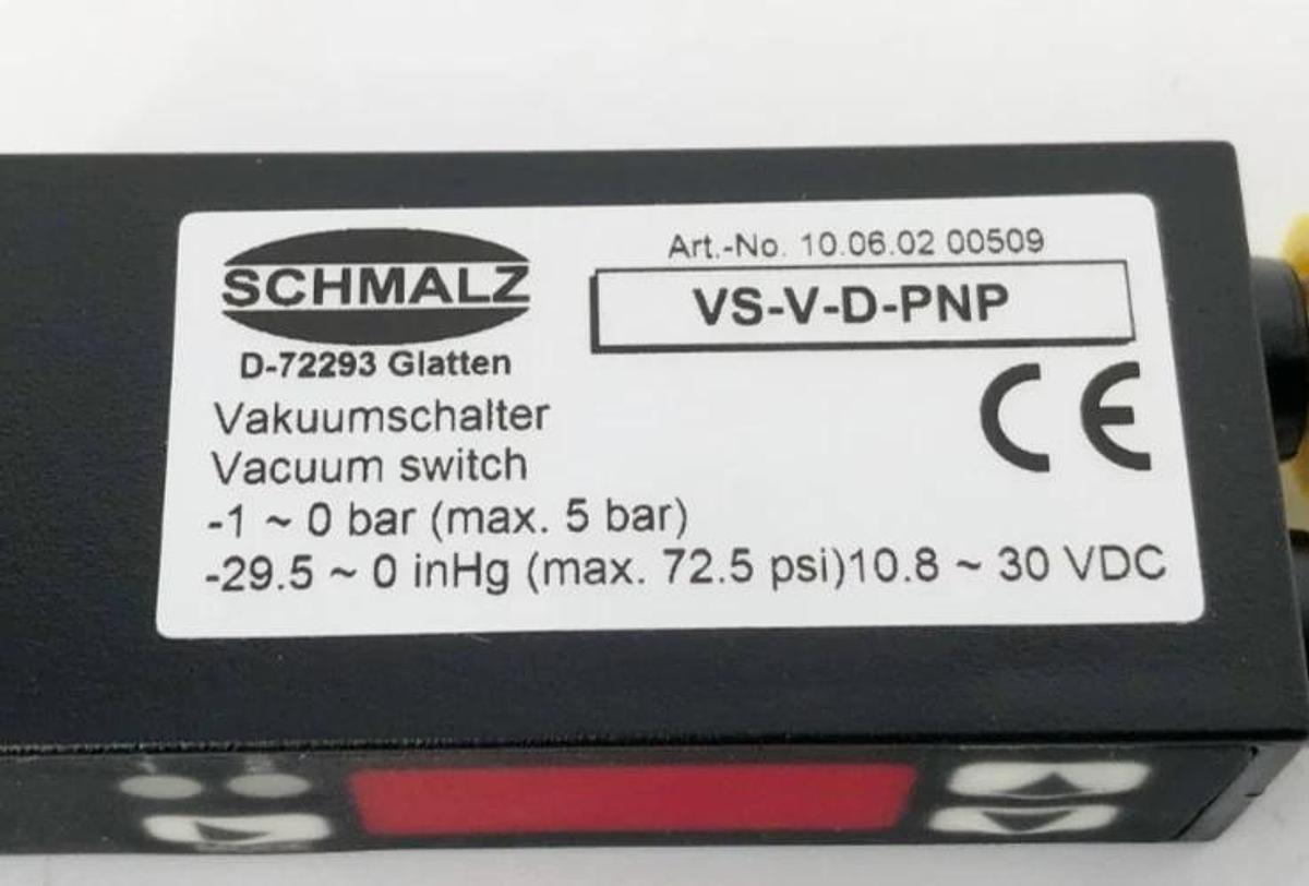 New Schmalz VS-V-D-PNP Pressure Switch -1 - 0 bar 10.8-30VDC 10.06.02.00509