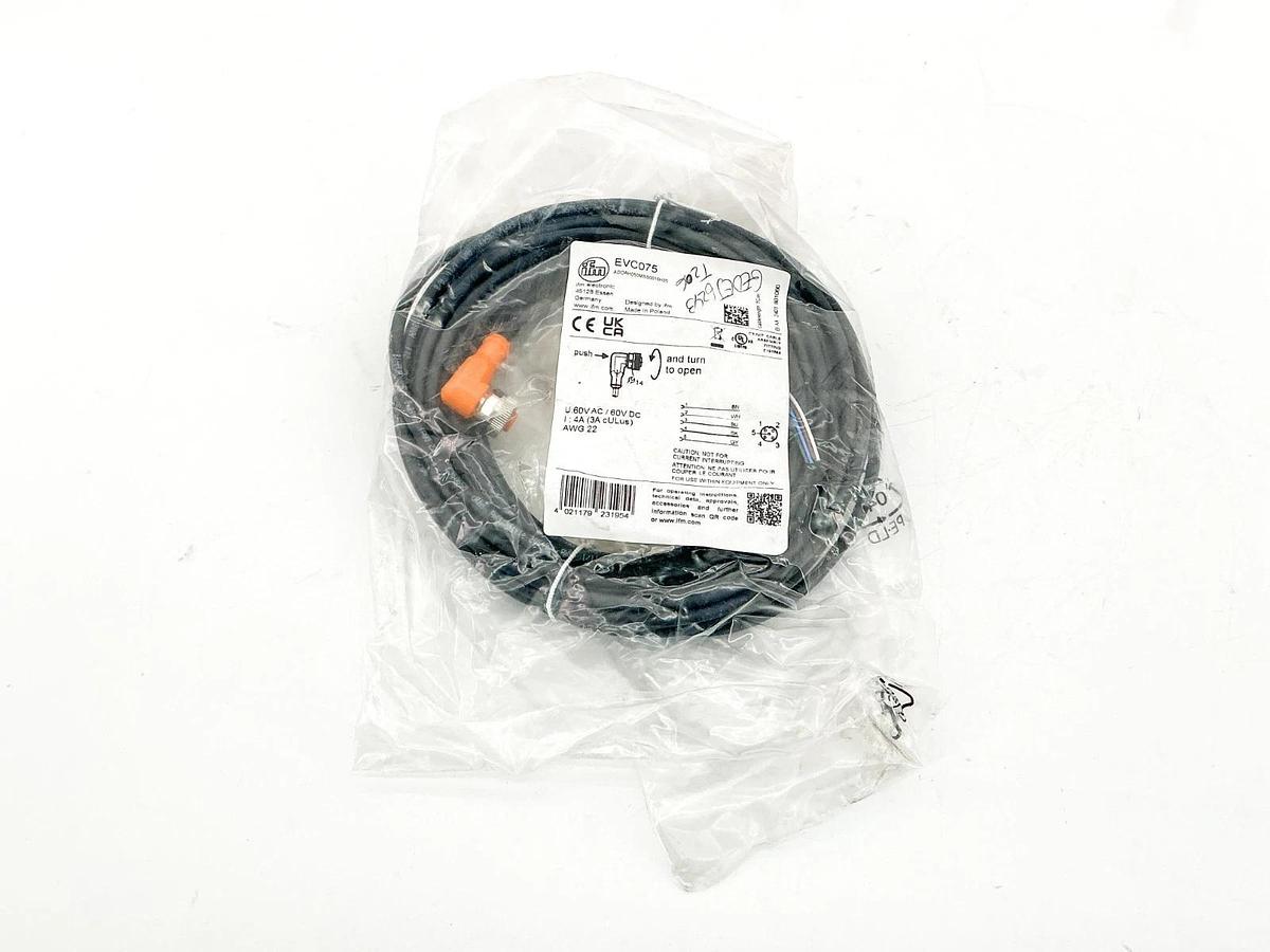 New IFM EVC075 ADOAH050MSS0010H05 Female Cordset 60V 4A AWG 22