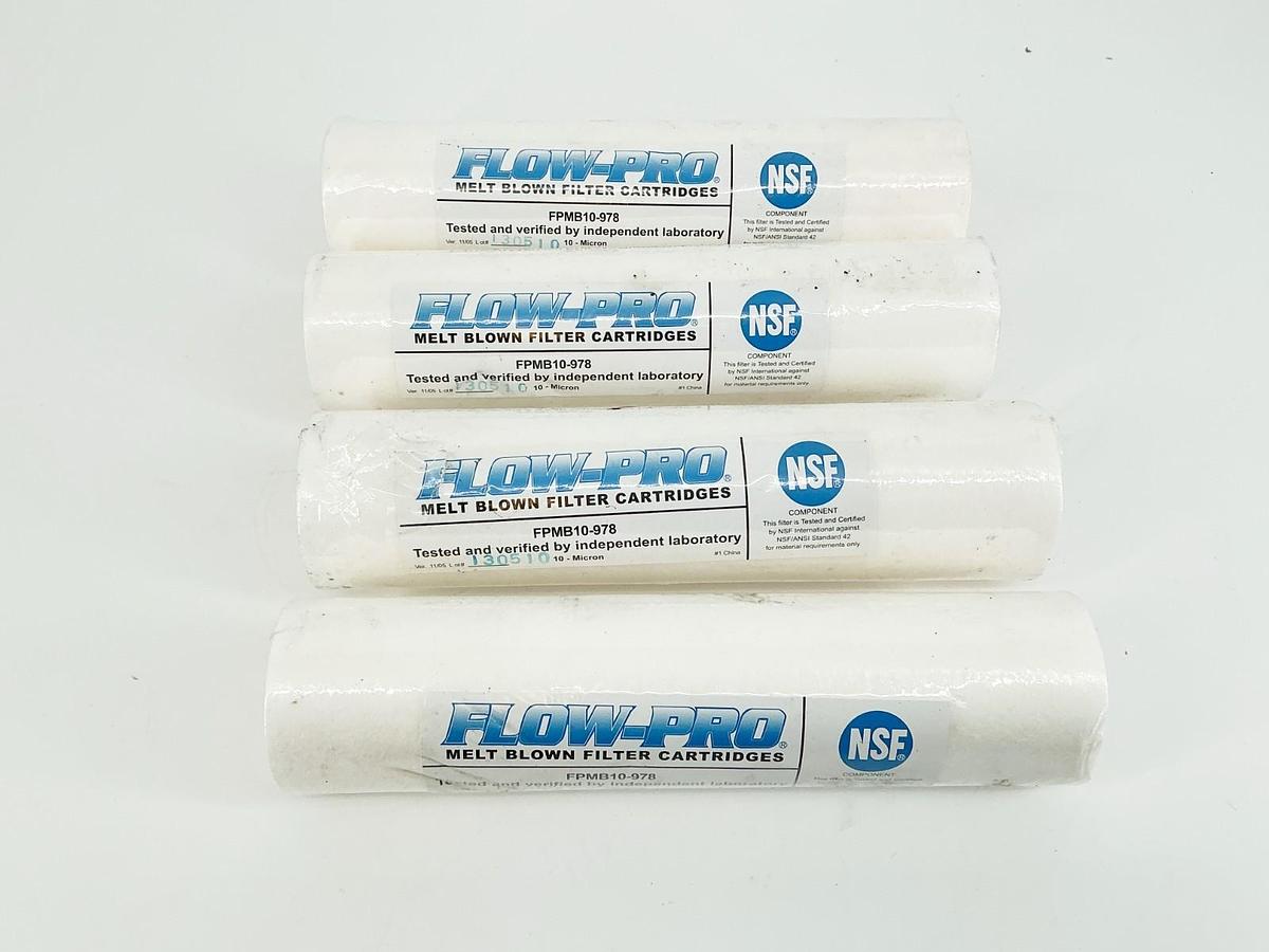 New Lot of 4 Flow-Pro PMB10-978 Melt Blown Filter Cartridges 10 Micron