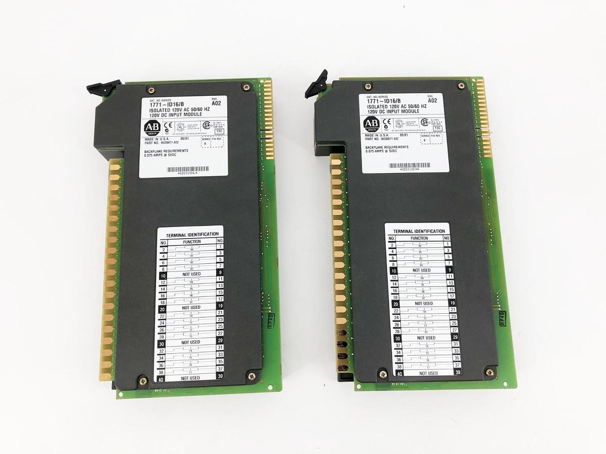 Used Lot of 2 Allen Bradley 1771-ID16 Ser. B Isolated Input Module 120VAC/DC