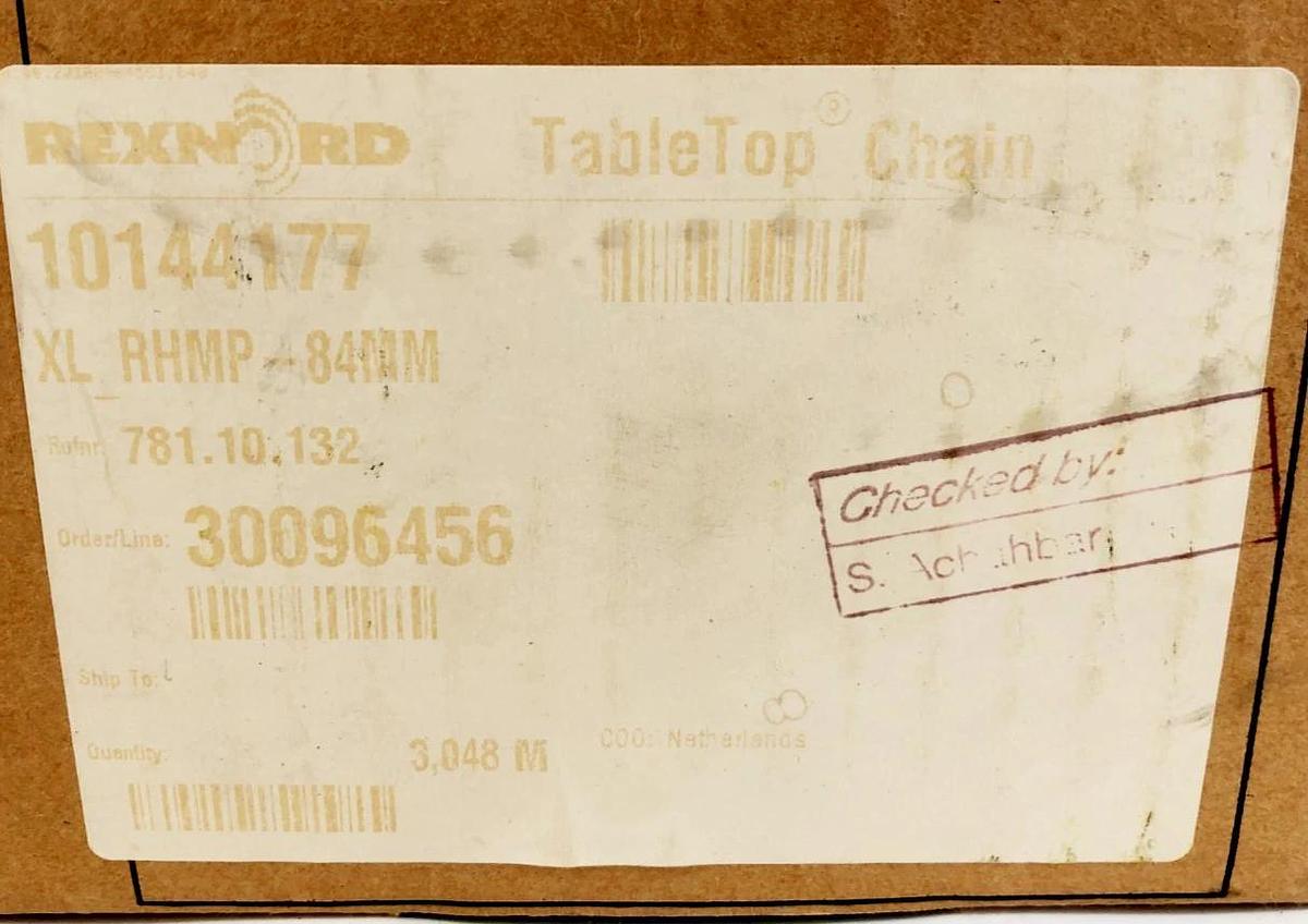 New Rexnord XL-RHMP-84MM TableTop Chain 10144177 5FT.