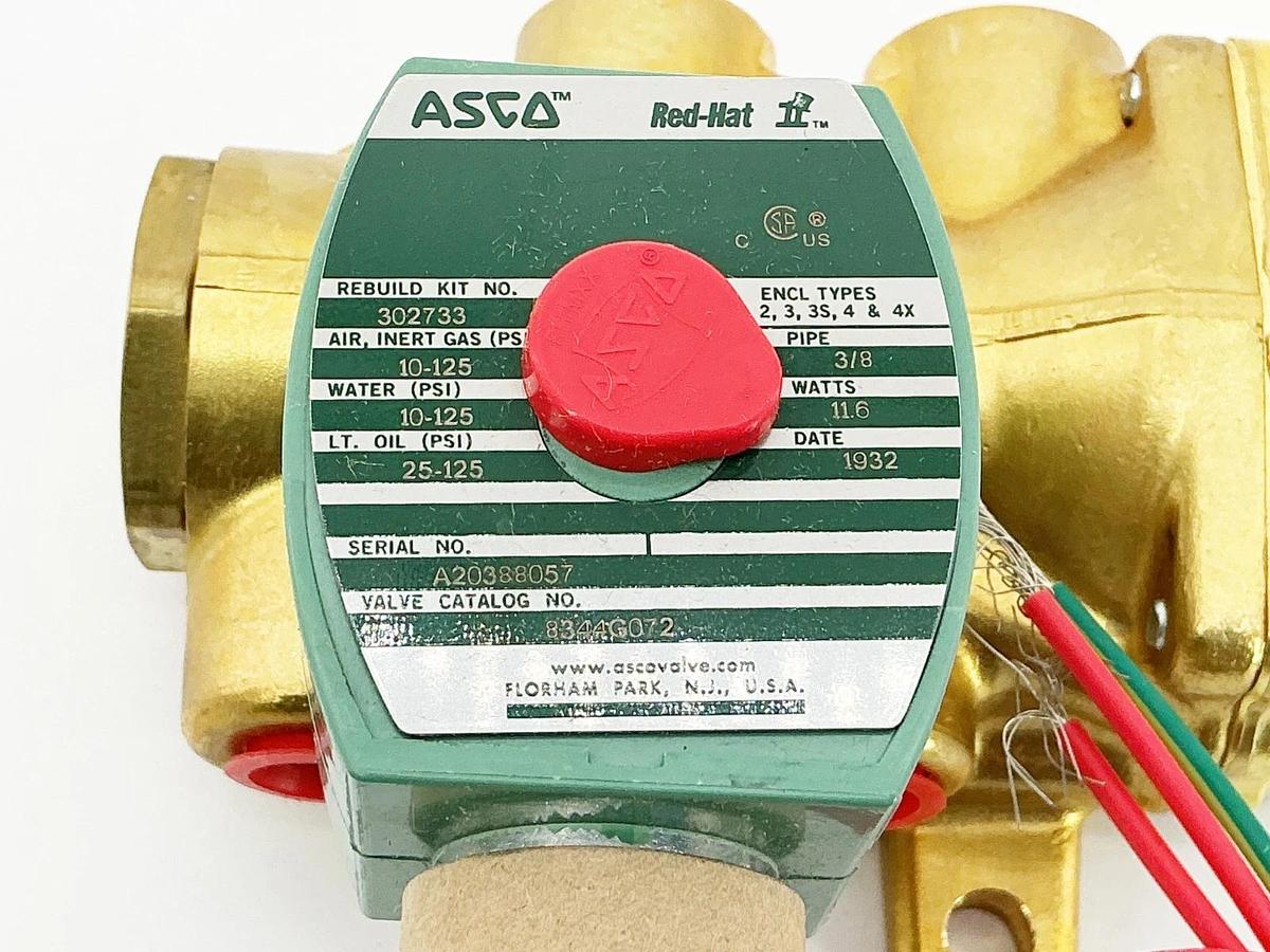 New Asco 8344G072 24VDC Solenoid Valve 10-125PSI 3/8" Pipe 11.6W