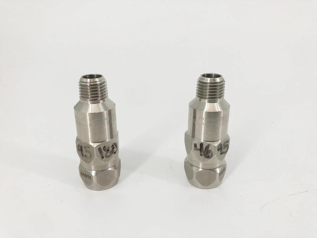 Lot of 2 New Spraying Systems 1/4AB-316SS Check Valves 1/4" - No Box