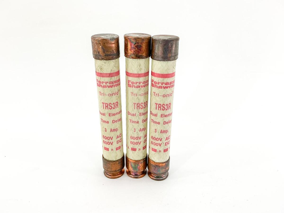 New Lot of 3 Gould TRS3R Dual Element Time Delay Fuse 3A 600V - No Box