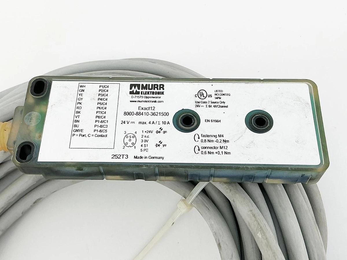 Used Murr 8000-88410-3621500 Exact12 4 Pole Moulded Cable 24V 8XM12