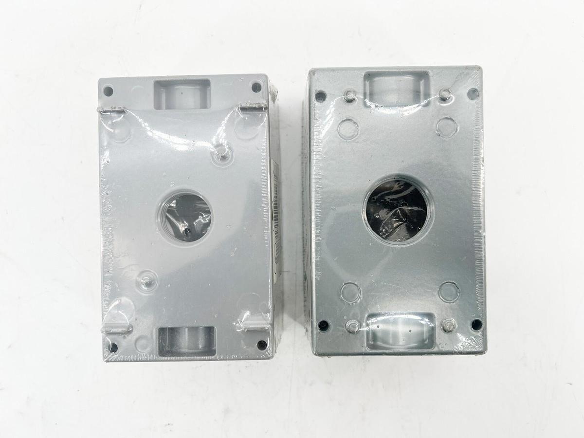 New Lot of 2 Hubbell Outdoor 5323-0 Gray Single Gang Box
