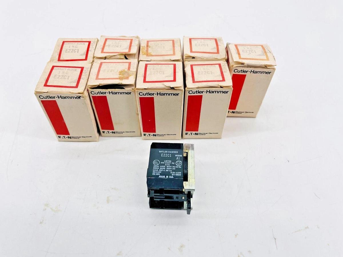 Lot of 9 New Cutler Hammer E22C1 Contact Block 1NC