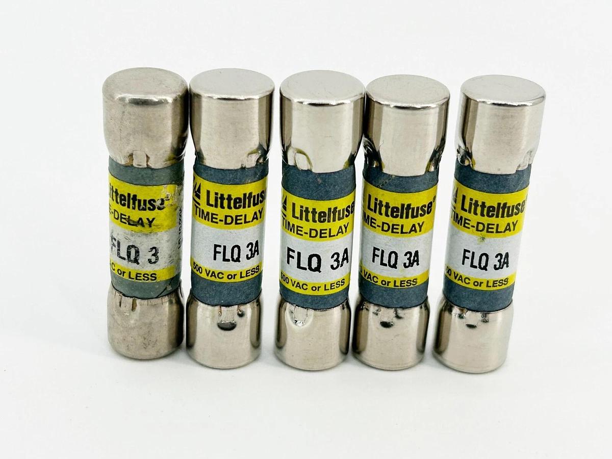 New Lot of 5 Littelfuse FLQ-3A Time Delay Fuse 3Amp 500V - No Box