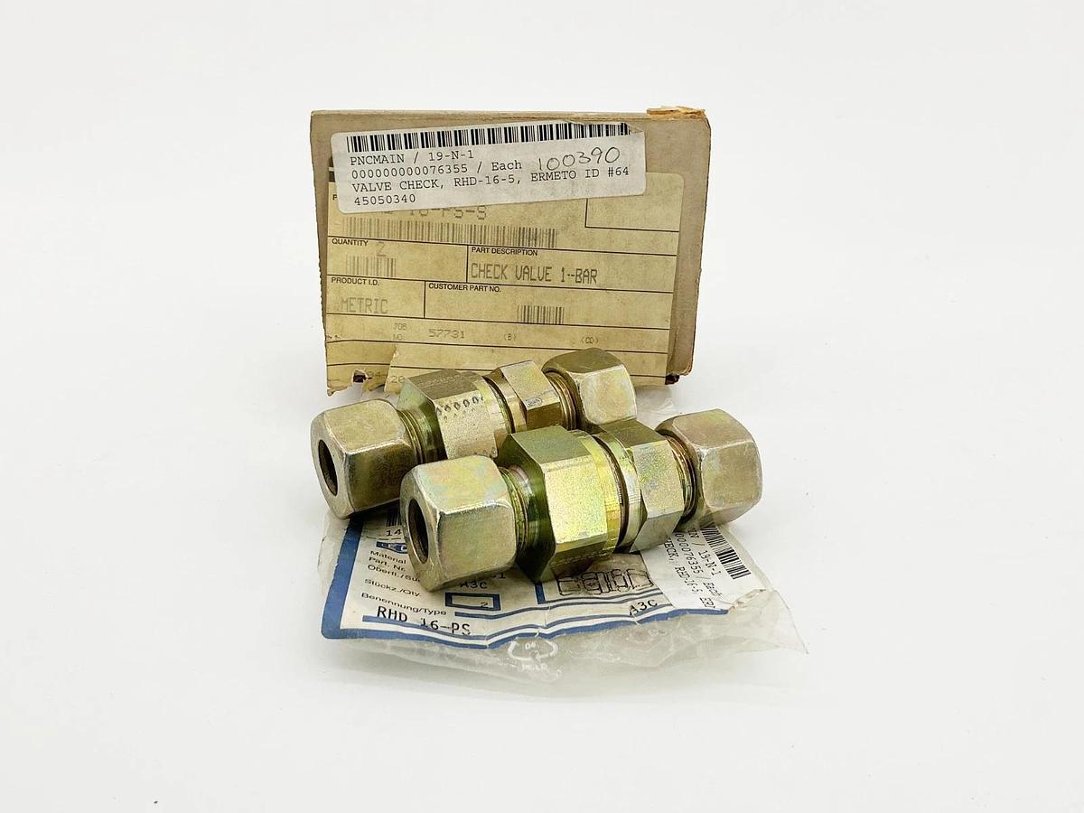 New Lot of 2 Parker Ermeto RHD16SA3C Check Valve 1Bar RHD-16-5