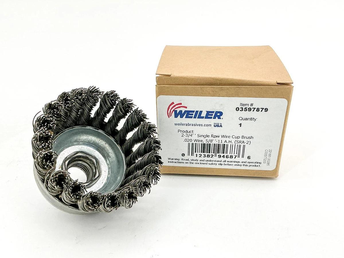 New Lot of 2 Weiler 03597879 2-3/4" Single Row Wire Cup Brush .020 Wire
