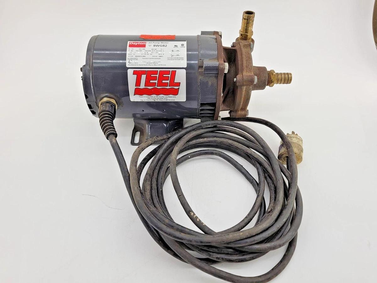 Used Dayton 8WG82 Jet Pump Motor W/ Teel 1P831 Transfer Pump 1/3HP 3450RPM 7A