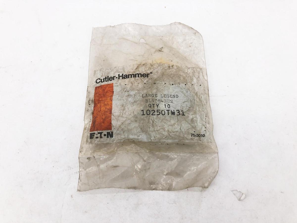 Bag of 10 New Cutler-Hammer 10250TM31 Legend Plates Black - RUN
