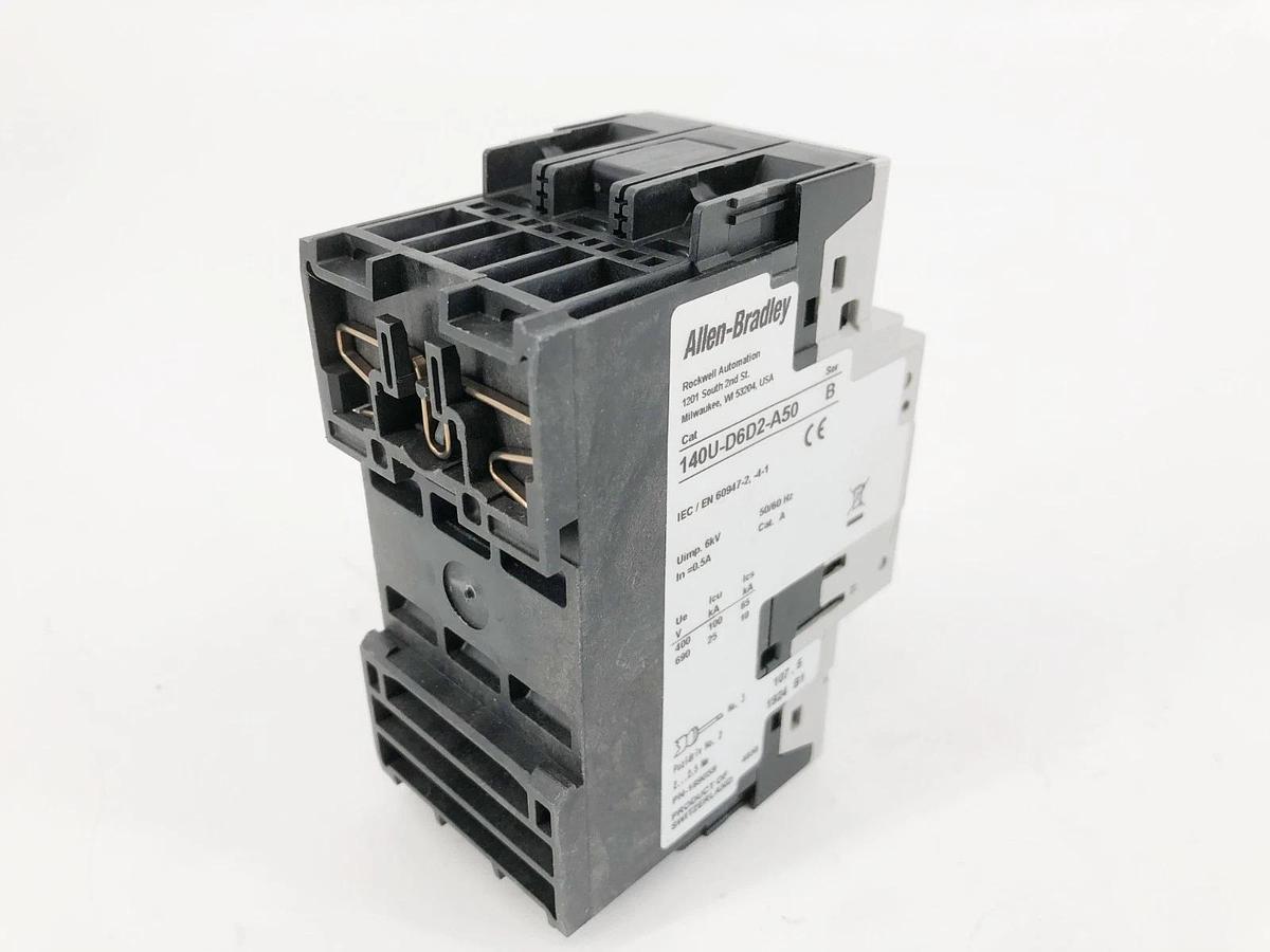 New Allen Bradley 140U-D6D2-A50 Ser. B Circuit Breaker 0.5A 6kV 2-Pole