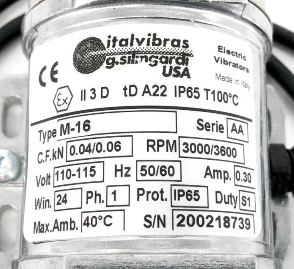 New Italvibras M-16 Rotary Electric Vibrator 3600rpm 110-115V 0.30A 600448$