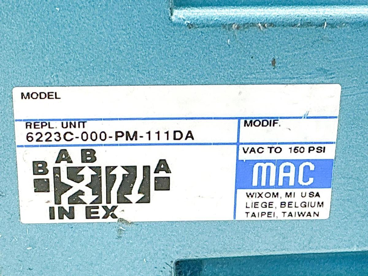 New Mac Valve 6223C-000-PM-111DA Solenoid Valve 160PSI 110/120V 6.8W - No Box