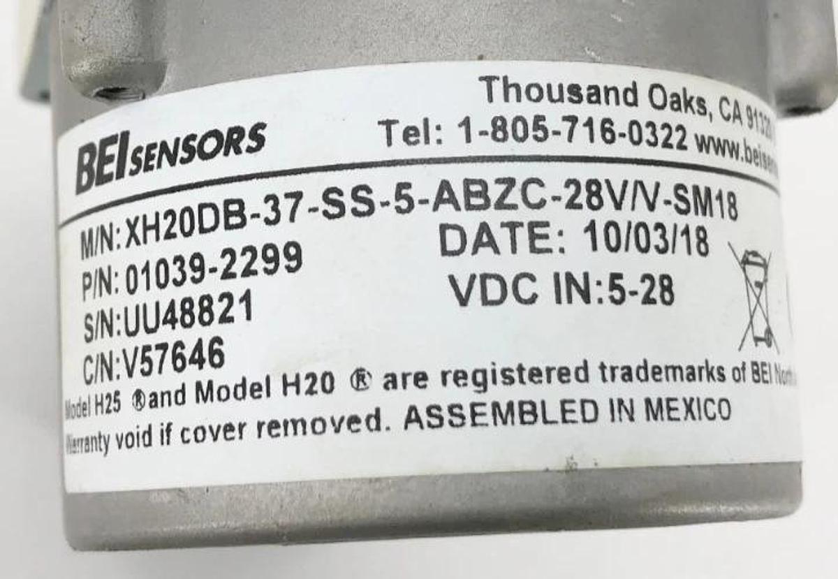 New BEI Sensors XH20DB-37-SS-5-ABZC-28V/V-SM18 Rotary Optical Encoder 01039-2299
