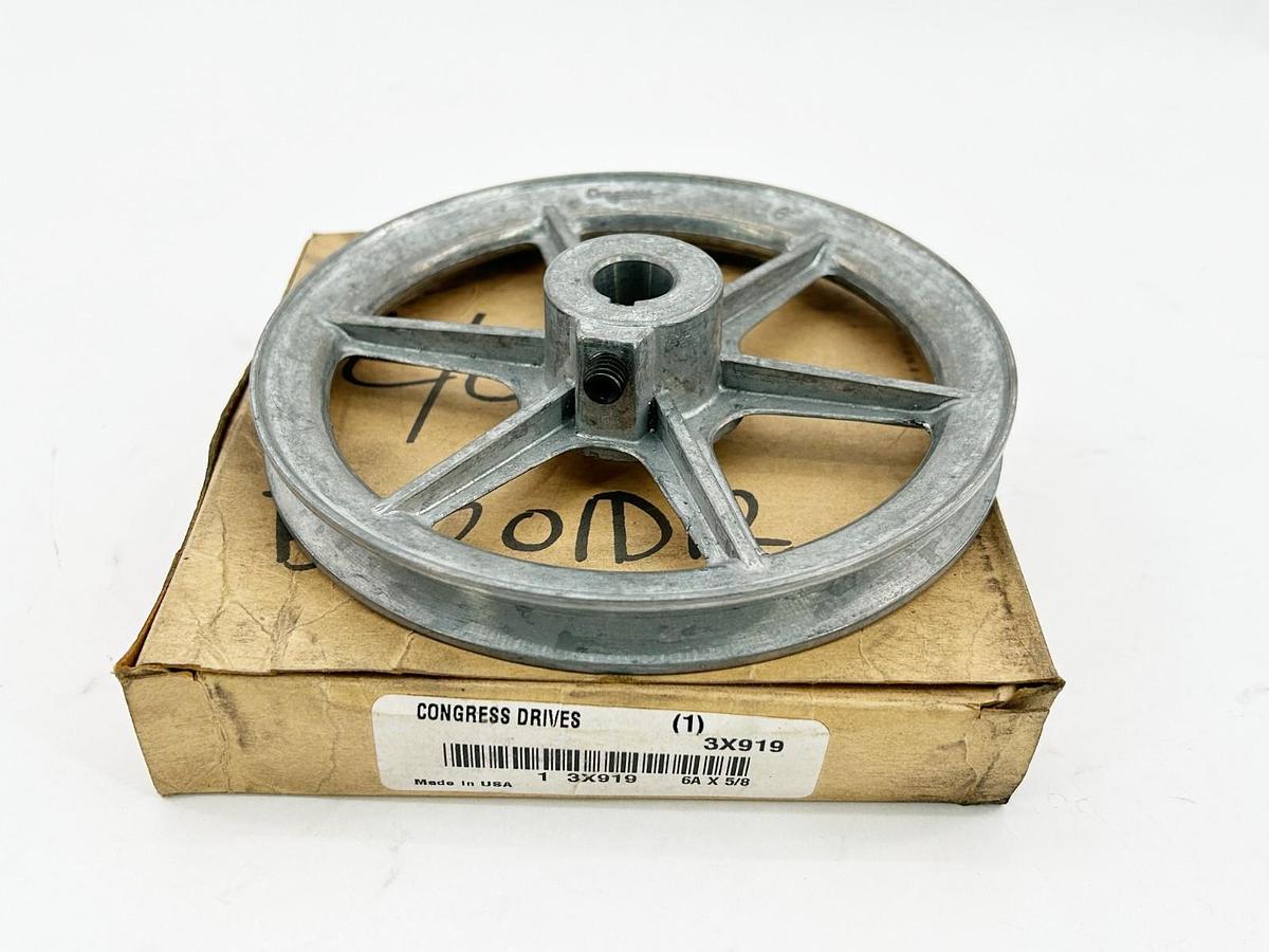 New Congress Drives 6A x 5/8"  V-Belt Pulley W/Key Way 3X919