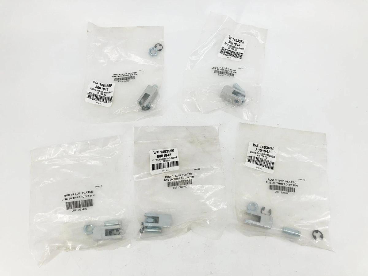 Lot of 5 New Parker L071300400 Clevis Rod Kits 0.75in 7/16-20 Thread 3/8 Pin