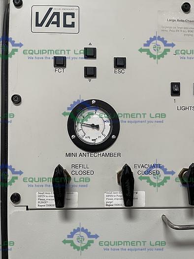 Used VAC Nexus 100039 Four Glove Chamber w/ VAC TE555 Monitor and Edwards RV12