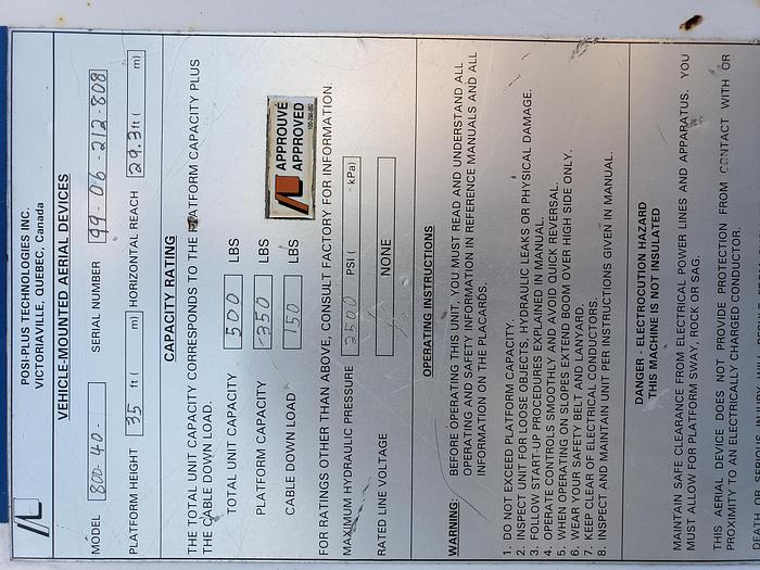 Used UNDER CDL! UNDER CDL! 1999 GMC 6500 Posi Plus 800 Cable Placer Bucket Boom Truck