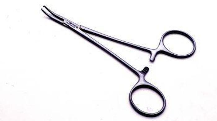Used Forceps Artery Halsted Micro Curved 1 in 2 Teeth 125mm AESCULAP BH119R