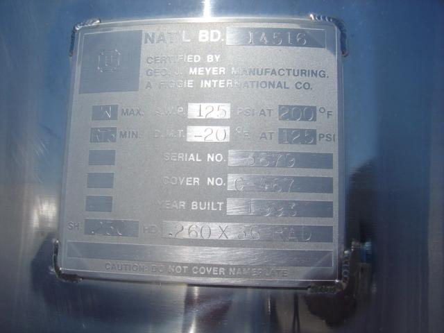 Usado 220 GALLON PRESSURE TANK.  MOJONNIER SERIAL 5679