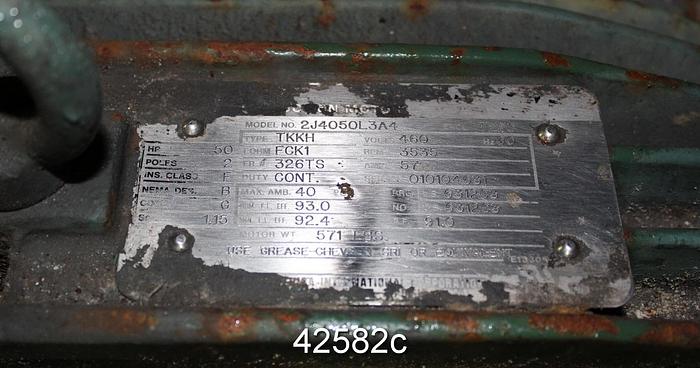 Used Toshiba A/C Motor, 50 Hp, 3600 Rpm, 326TS Frame #42582