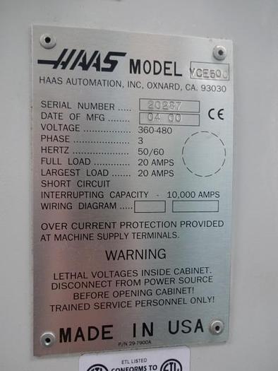 Utilisé Centre d’usinage vertical 3 axes Marque MIKRON – HAAS