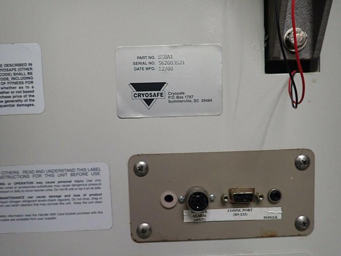Used CryoSafe SSBA1 Liquid Nitrogen Dewar Cryogenics Storage System Tank