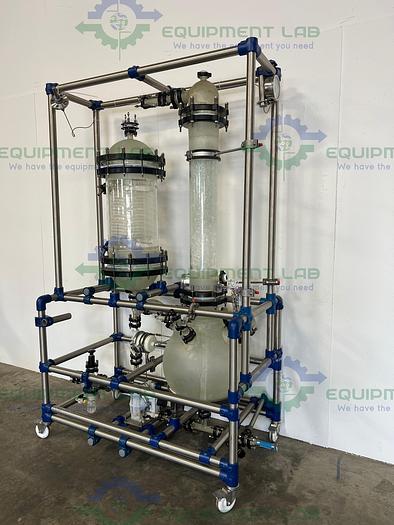 Used QVF 50 Liter Glass Reactor / Mobile Gas Scrubber w/ Coil Condenser