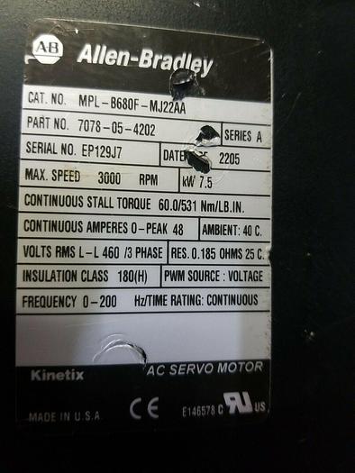 Used Allen Bradley MPL-B680F-MJ22AA Ser A SAME DAY SHIPPING!