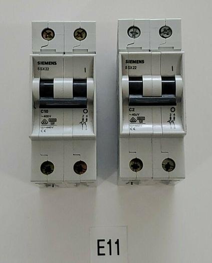 *NEW* MIXED LOT OF 2 Siemens (1) 5SX22 C10 & (1) 5SX22 C2 400V Circuit Breakers