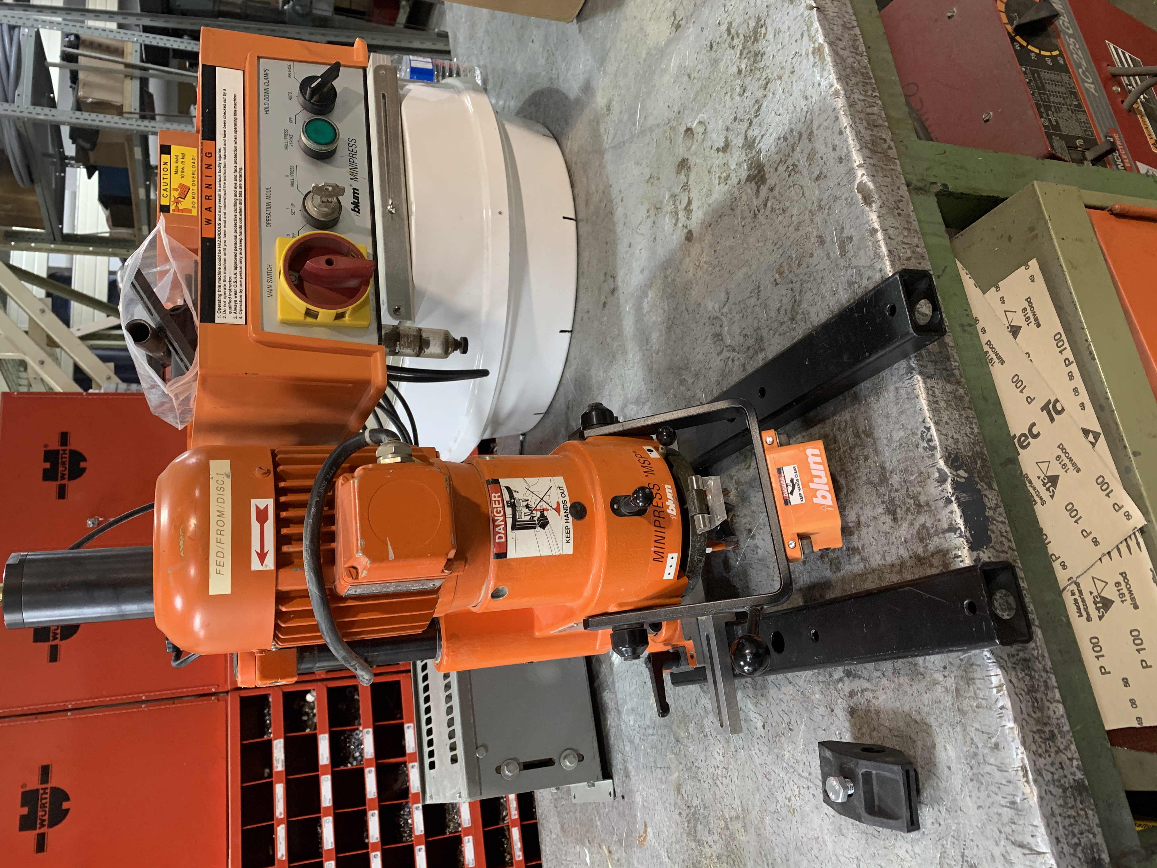 Used 1992 Blum Minipress CA Hinge machine drilling
