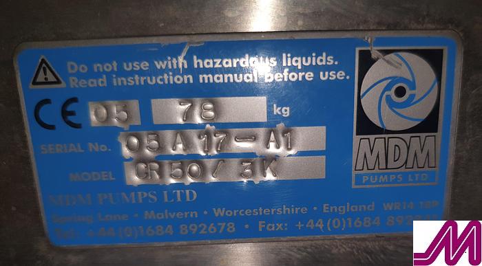 Used 2005 MDM CR50 Scavenge Pump with 3kw Motor