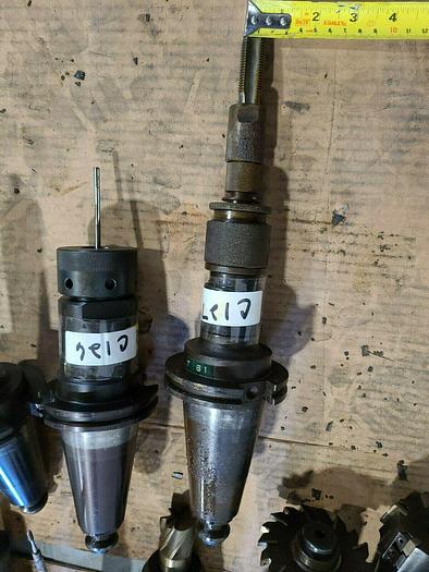 Used CAT 50 CT Tool Holders One Lot  of 8 Assorted CNC Tooling  with Cutters & Drills