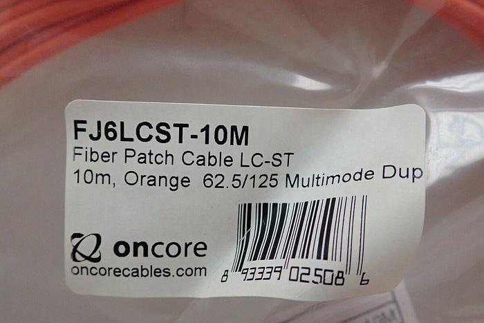 Used (2) oncore FJ6LCST-10M LC-ST 10m 62.5/125 Duplex Multimode Fiber Patch Cables