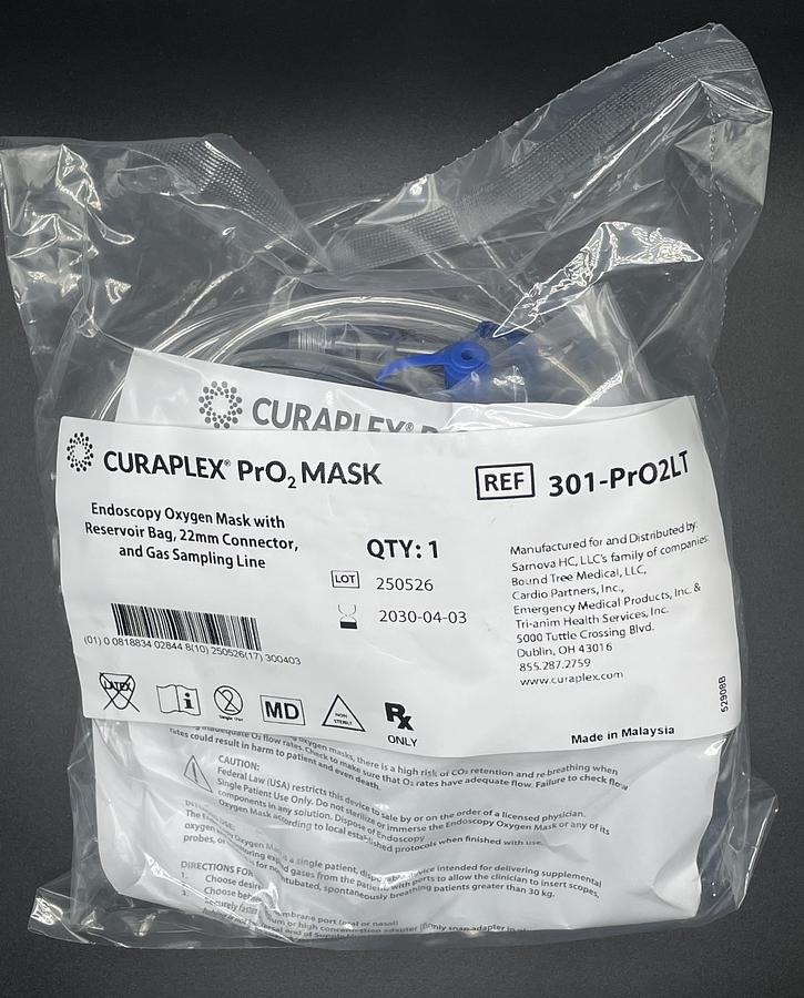 Curaplex 301-PrO2LT-0 Capnography Oxygen Mask Adult, 25 Units Per Order