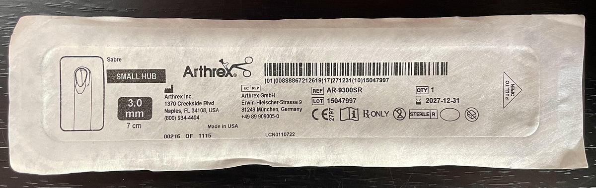 Arthrex AR-9300SR Sabre Orthopaedic Bur 3.0mm x 7cm