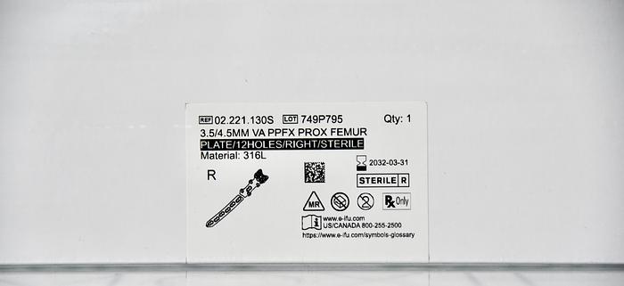 DEPUY SYNTHES 3.5/4.5MM VA PPFX PROX FEMUR PLATE/12 HOLES/RIGHT/STERILE, MATERIAL 316L, STAINLESS STEEL, REFERENCE 02.221.130S