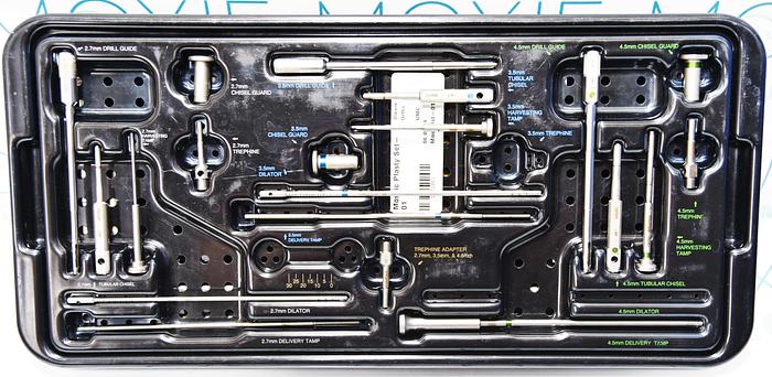 Used SMITH AND NEPHEW MOSIACPLASTY COMPLETE STORAGE AND STERILZATION TRAY