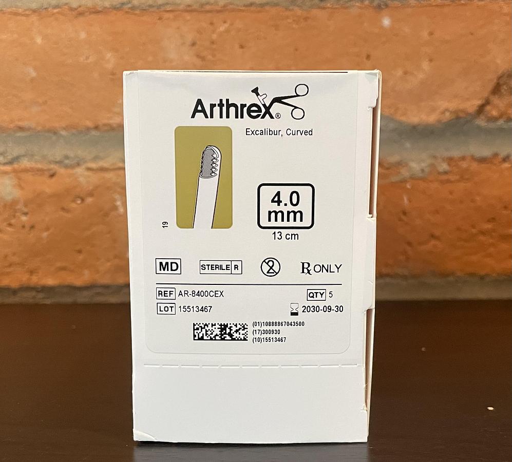 Arthrex AR-8400CEX Excalibur Curved Arthroscopic Shaver Blade 4.0mm x 13cm, In-Date, 5 per Box