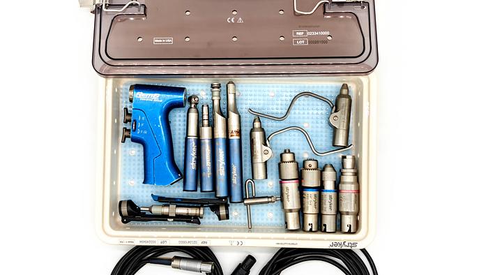 Used Stryker RemB Small Bone Electric Handpiece Set with Attachments and Case