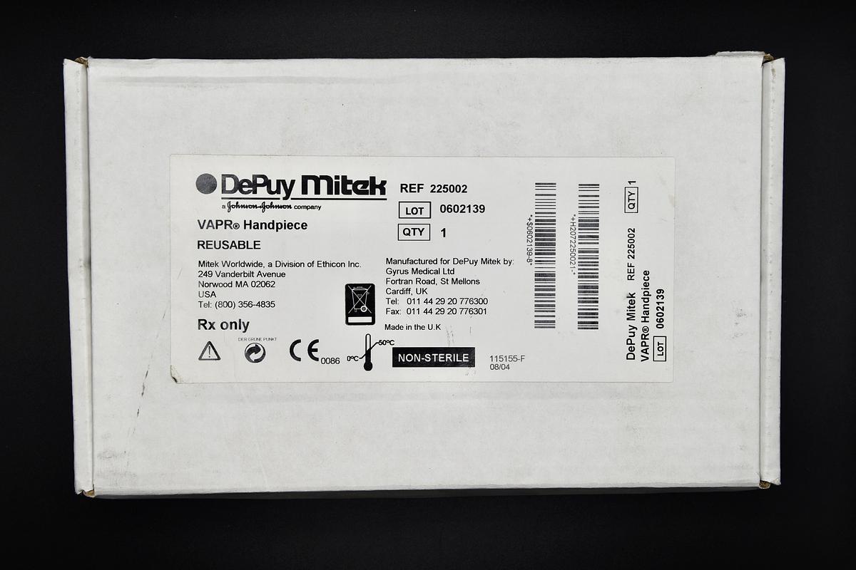 DePuy Mitek 225002 VAPR™ Connector Cable and Handpiece, BRAND NEW