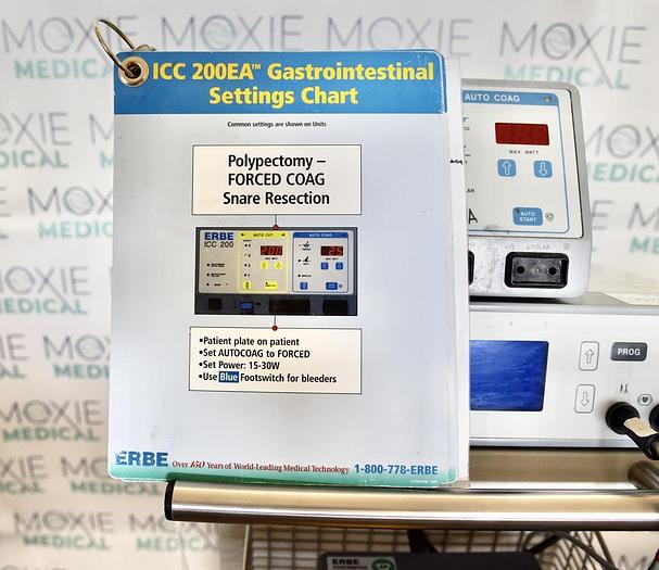 Used ERBE ICC 200 EA INT UL AND APC 300 ELECTROSURGICAL UNIT WITH FOOTSWITCH 20189-027